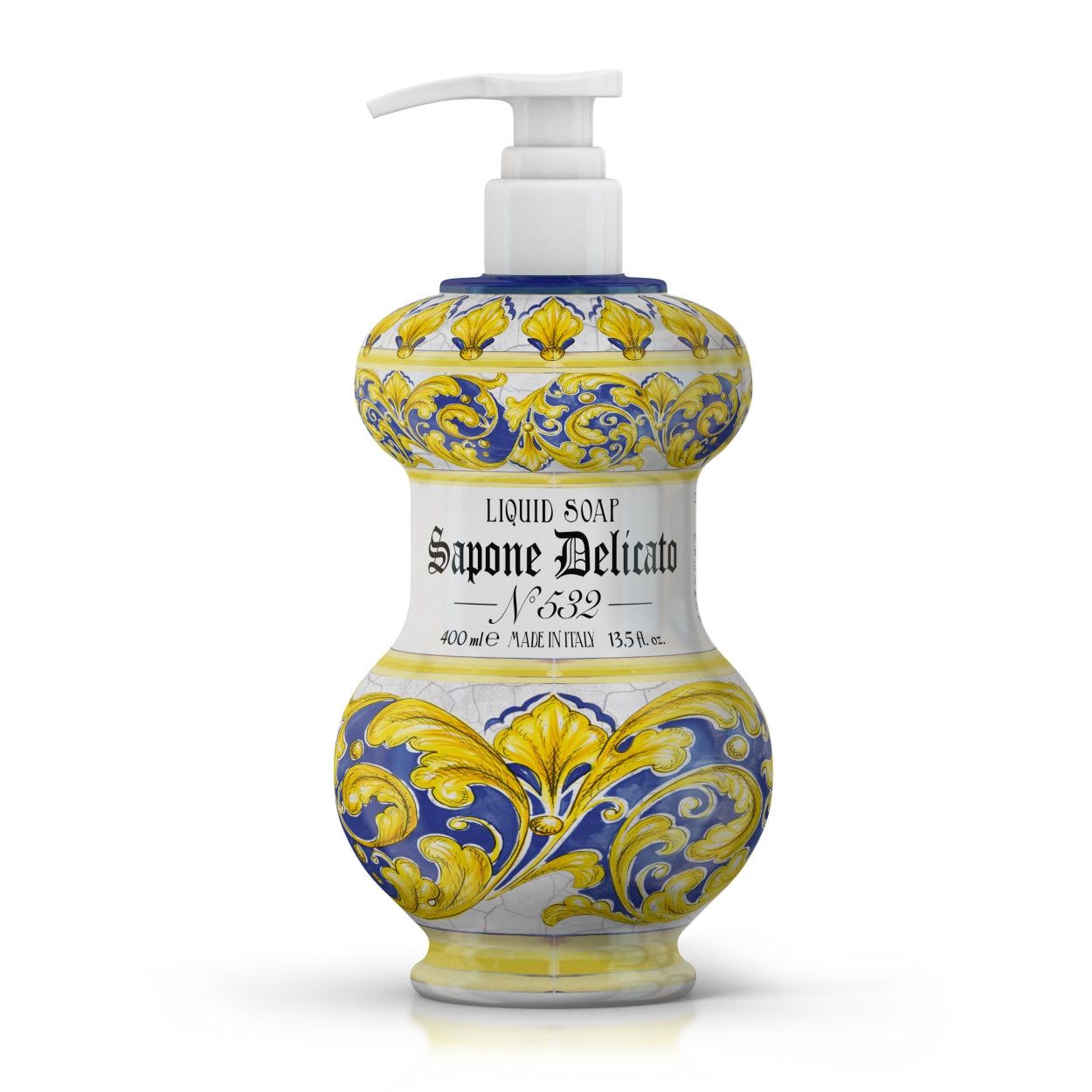 <b>Delicate hand &amp; face soap 400 mL</b><br />
N.&deg; 532 MYSTICUS<br />
<i>Gli Albarelli</i>