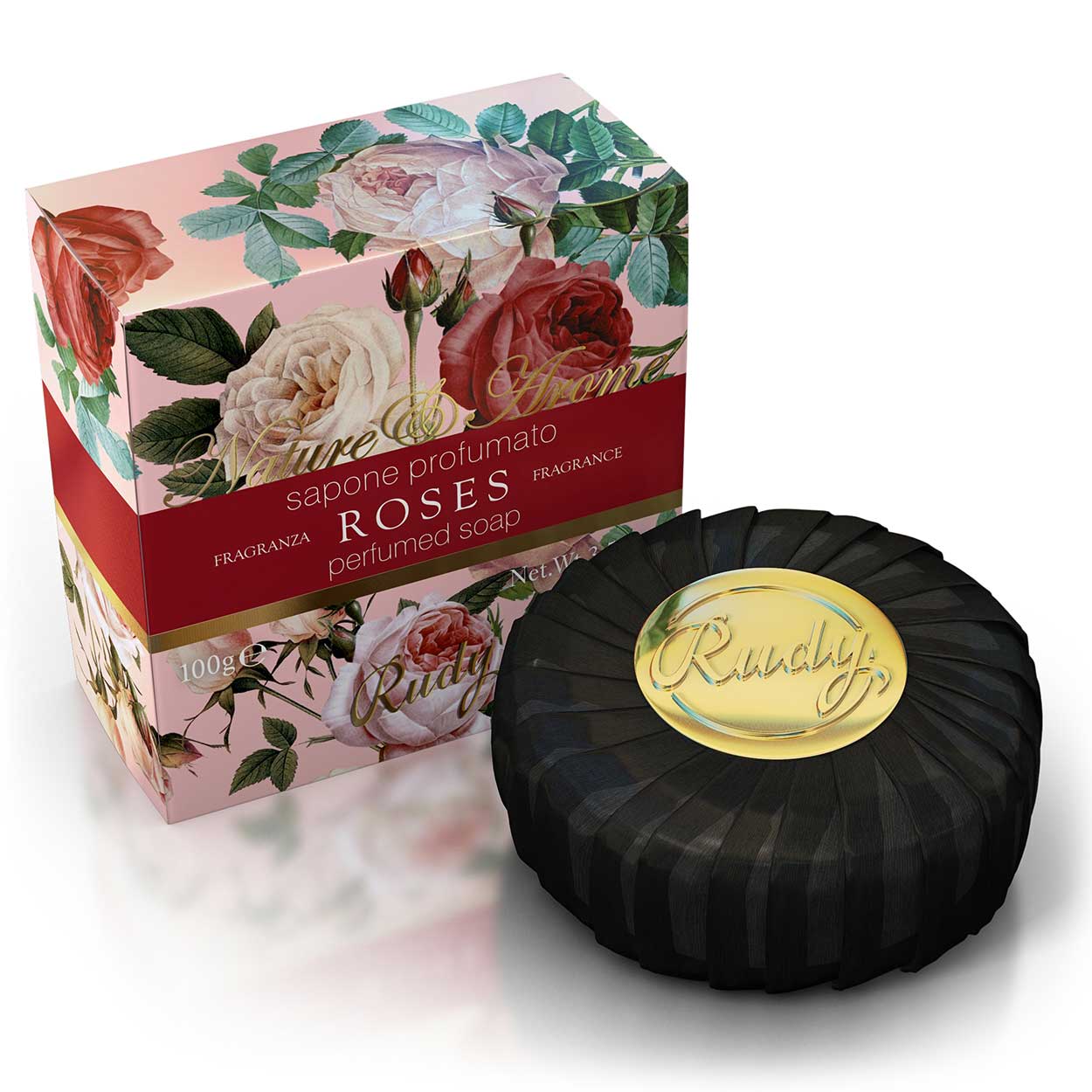 <b>100 g de pastilla de jabón</b></br>Nature&Arome</br><i>linea rosas</i>