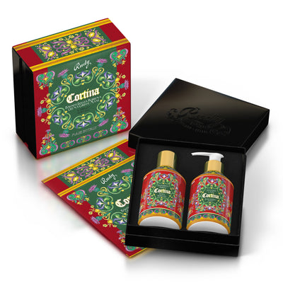 <b>Caja regalo con Crema Cuerpo y Manos + Espuma Baño y Ducha 250 mL</b></br>Edición limitada</br><i>Cortina</i>