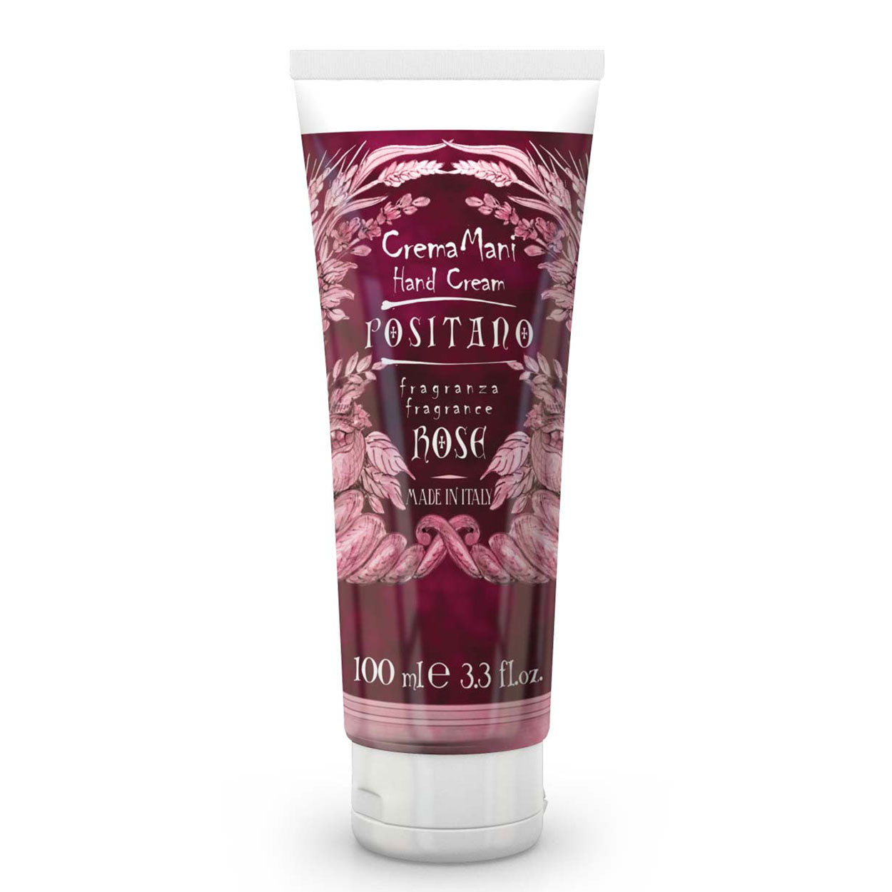 <b>Crema mani non unta idratante da 100 mL</b></br>rosa damascena</br><i>Linea Positano</i>